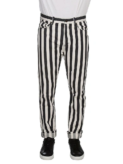 Shop Saint Laurent Striped Straight Fit Jeans In Multi