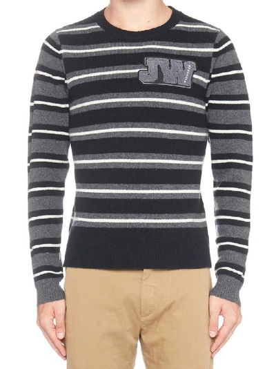 Shop Jw Anderson Logo Striped Jumper In Grey