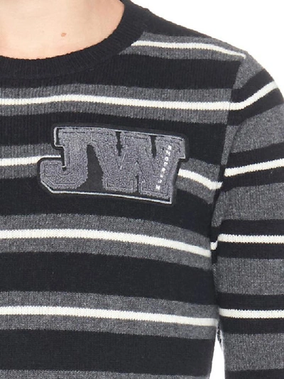 Shop Jw Anderson Logo Striped Jumper In Grey