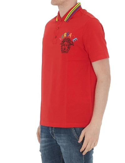 Shop Versace Medusa Polo Shirt In Red