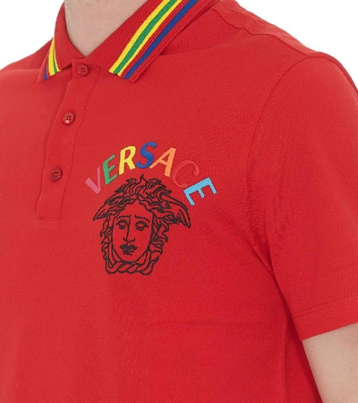 Shop Versace Medusa Polo Shirt In Red