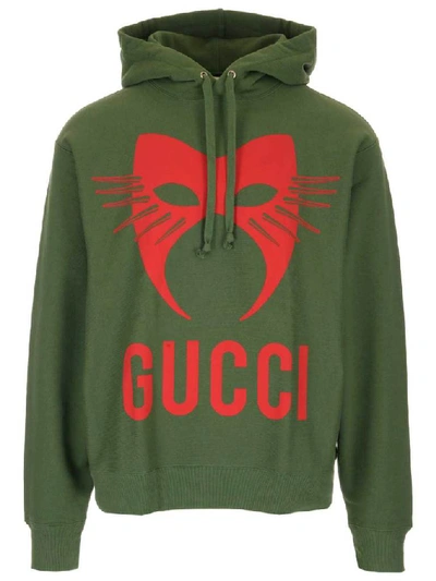 Shop Gucci Manifesto Logo Printed Hoodie In Green