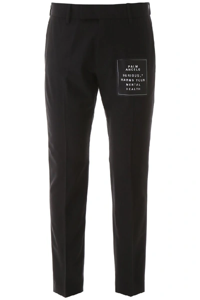 Shop Palm Angels Logo Patch Pants In Black