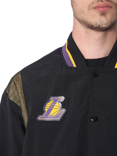 Shop Marcelo Burlon County Of Milan X Nba La Lakers Bomber Jacket In Black