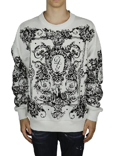 Shop Dolce & Gabbana Floccato Logo Sweater In White