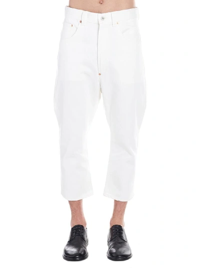 Shop Junya Watanabe Camouflage Pocket Cropped Jeans In White