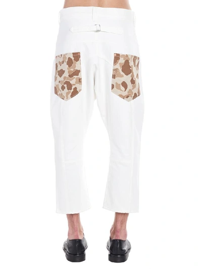 Shop Junya Watanabe Camouflage Pocket Cropped Jeans In White