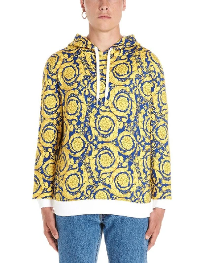 Shop Versace Baroque Print Hoodie In Multi