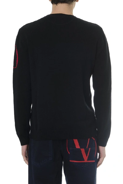 Shop Valentino Logo Knitted Pullover In Black