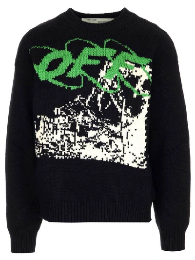 Shop Off-white Ruined Factory Logo Sweater In Black