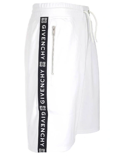 Shop Givenchy Side Logo Tape Shorts In White