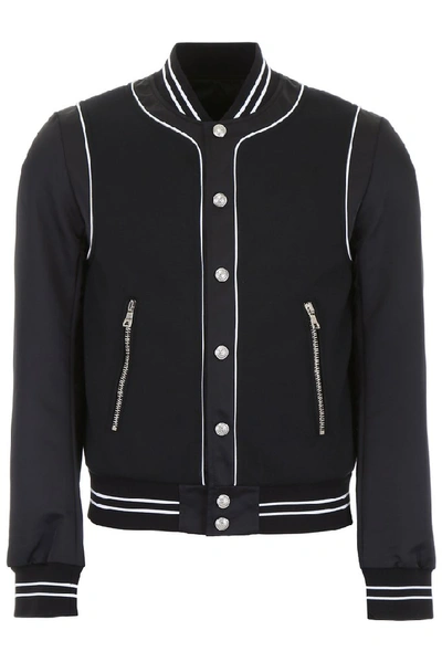 Shop Balmain Contrast Logo Bomber Jacket In Black