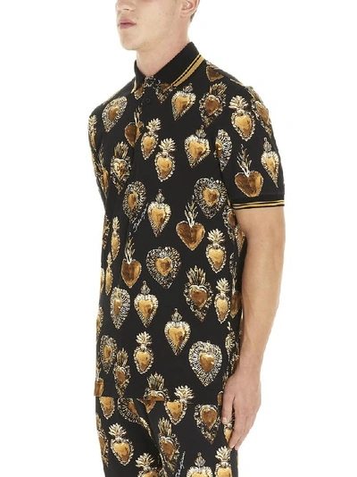 Shop Dolce & Gabbana Heart Printed Polo Shirt In Multi
