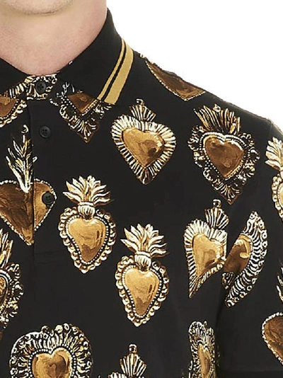 Shop Dolce & Gabbana Heart Printed Polo Shirt In Multi
