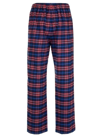 Shop Balenciaga Check Flannel Trousers In Blue