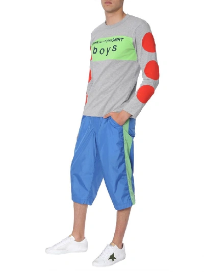 Shop Comme Des Garçons Shirt Boys Side Stripe Shorts In Blue