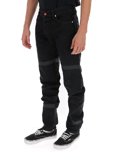 Shop Heron Preston Straight Leg Stripe Detail Jeans In Black