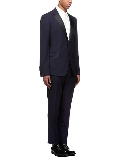 Shop Prada Two Piece Tuxedo Suit In Navy