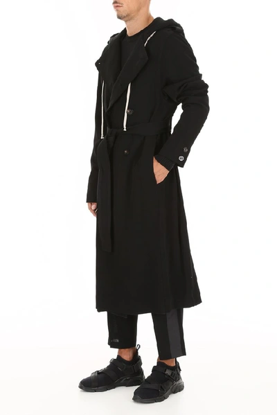 Shop Rick Owens Double Breasted Drawstring Coat In Black