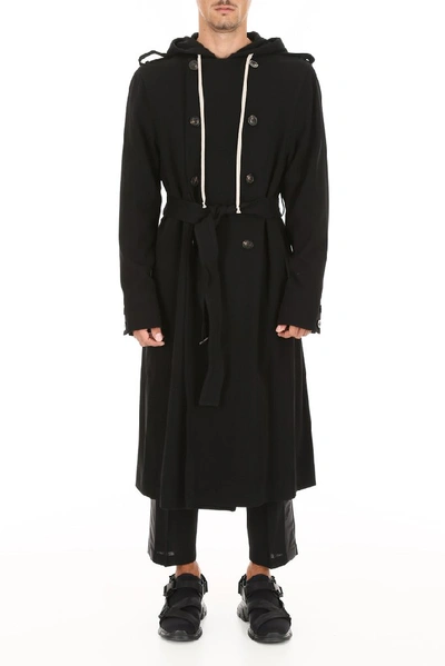 Shop Rick Owens Double Breasted Drawstring Coat In Black