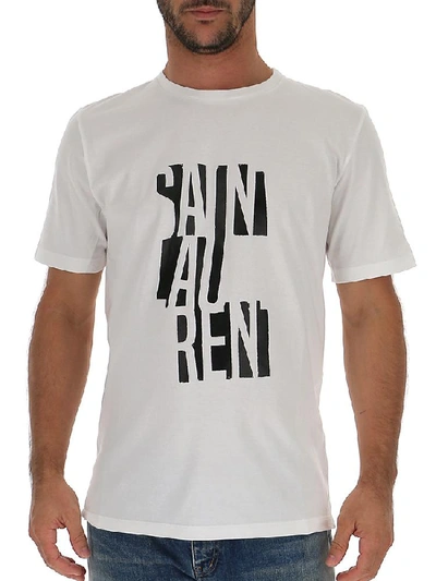 Shop Saint Laurent Logo Print T In White