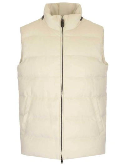 Shop Herno Padded Zipped Gilet In White