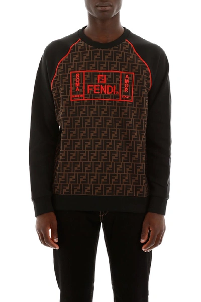 Shop Fendi Ff Logo Print Sweatshirt In Multi