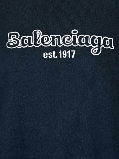 Shop Balenciaga Embroidered Logo T In Blue