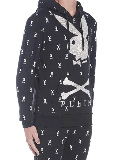 Shop Philipp Plein Playboy All Over Logo Hooded Sweater In Black