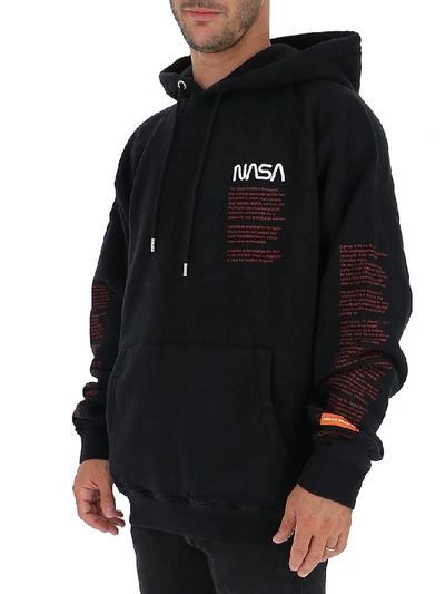 Heron Preston Nasa Logo-embroidered Cotton Hooded Sweatshirt In Black |  ModeSens