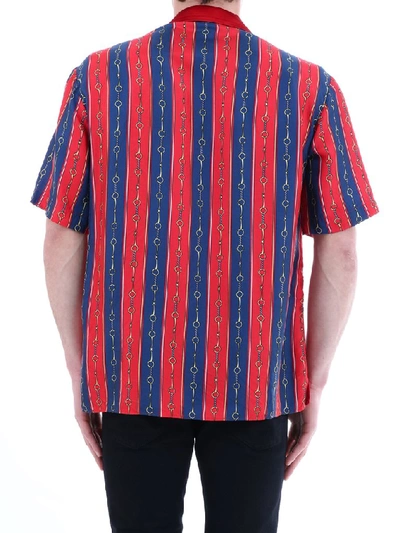 Shop Gucci Striped Sleeve Bowling Shirt In Multi