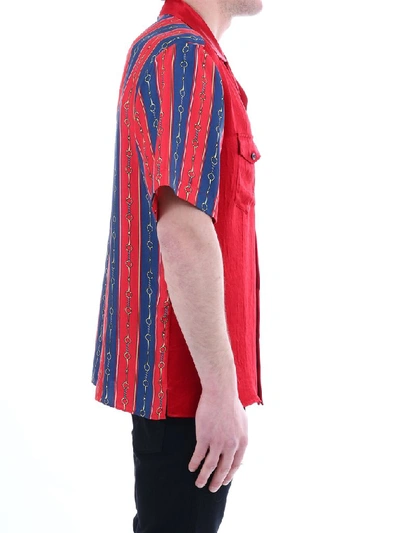 Shop Gucci Striped Sleeve Bowling Shirt In Multi