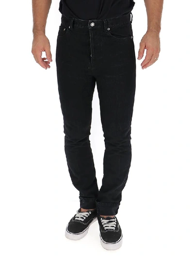 Shop Saint Laurent Straight Leg Jeans In Deep Black