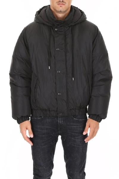 Shop Msgm Hooded Padded Jacket In Black