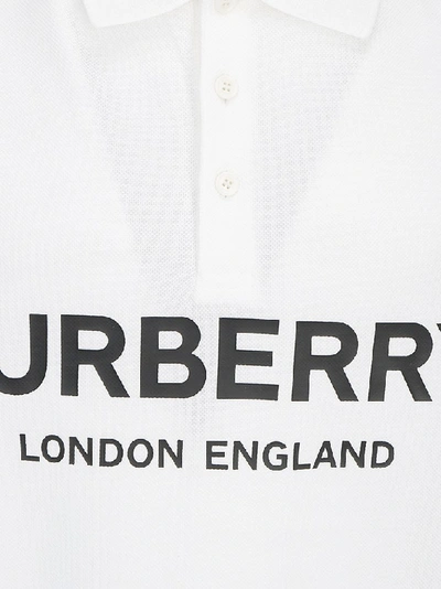 Shop Burberry Logo Print Polo Shirt In White