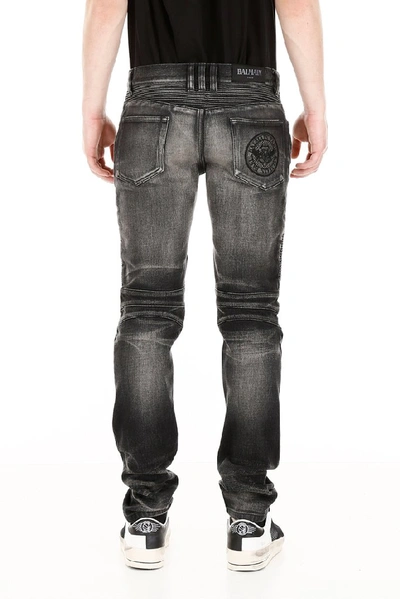 Shop Balmain Biker Jeans In Black