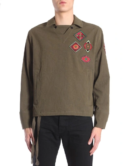 Shop Saint Laurent Patch Tunic Shirt In Military Green