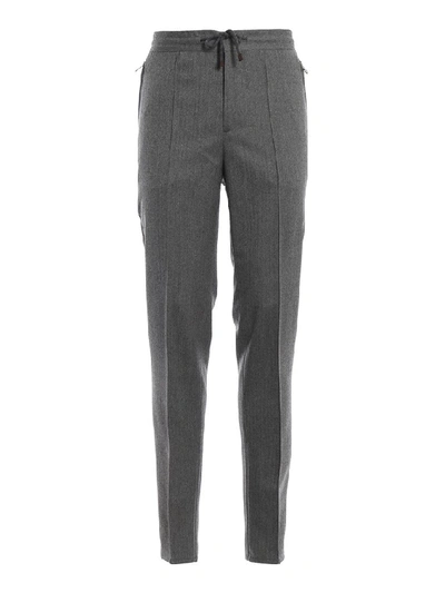 Shop Brunello Cucinelli Drawstring Trousers In Grey