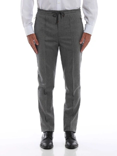 Shop Brunello Cucinelli Drawstring Trousers In Grey