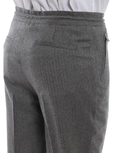 Shop Brunello Cucinelli Drawstring Trousers In Grey