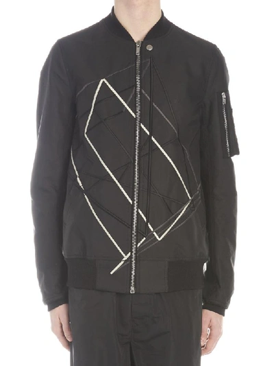 Shop Rick Owens Embroidered Logo Bomber Jacket In Black
