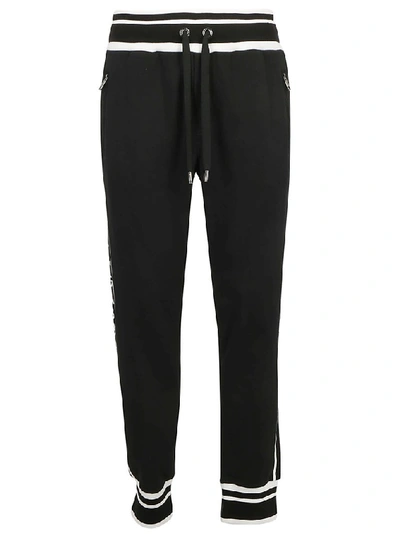 Shop Dolce & Gabbana King Logo Band Trousers In Black