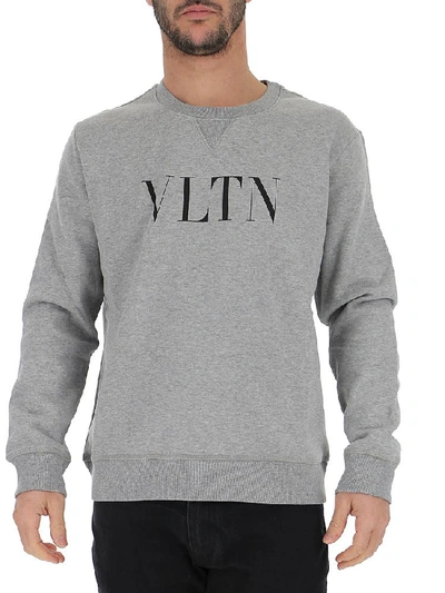 Shop Valentino Vltn Crewneck Sweatshirt In Grey