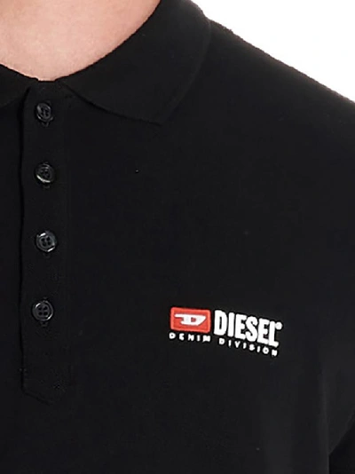 Shop Diesel Logo Patch Polo Shirt In Black