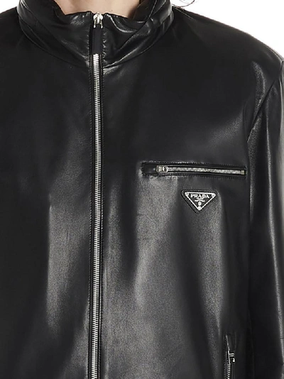 Shop Prada Zipped Logo Jacket In Black