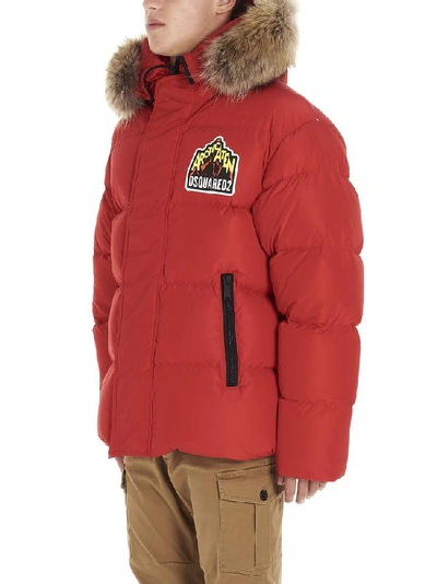 Shop Dsquared2 Logo Patch Down Jacket In Red