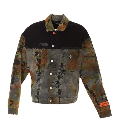 Shop Heron Preston Tie Dye Effect Denim Jacket In Multi