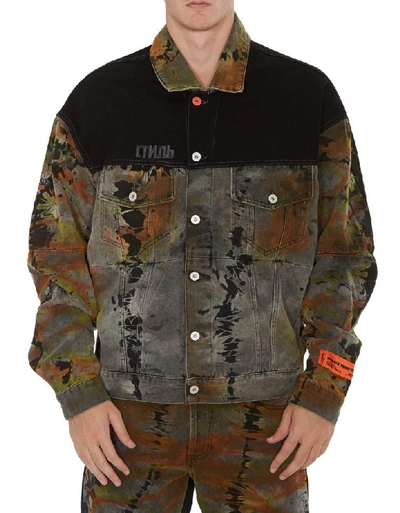 Shop Heron Preston Tie Dye Effect Denim Jacket In Multi