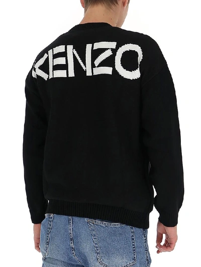 Shop Kenzo Jacquard Logo Sweater In Black