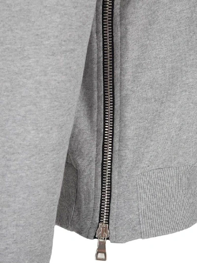 Shop Balmain Logo Print Hoodie In Grey